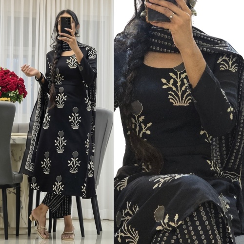 BLACK FLORAL SUIT