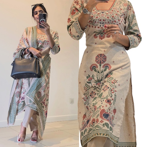 CREAM FLORAL SUIT